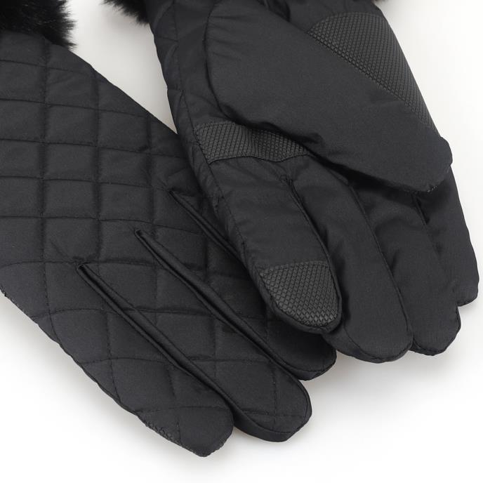 Isotoner® Ladies SmarTouch™ Water Repellent Padded Gloves With Fur Cuff Black Extra Image 3